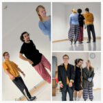 Bildercollage: 3 Menschen stehen in einer Linie. Mal mit Raum zwischen ihnen, mal sich berührend. Mal von hinten, mal von vorn.